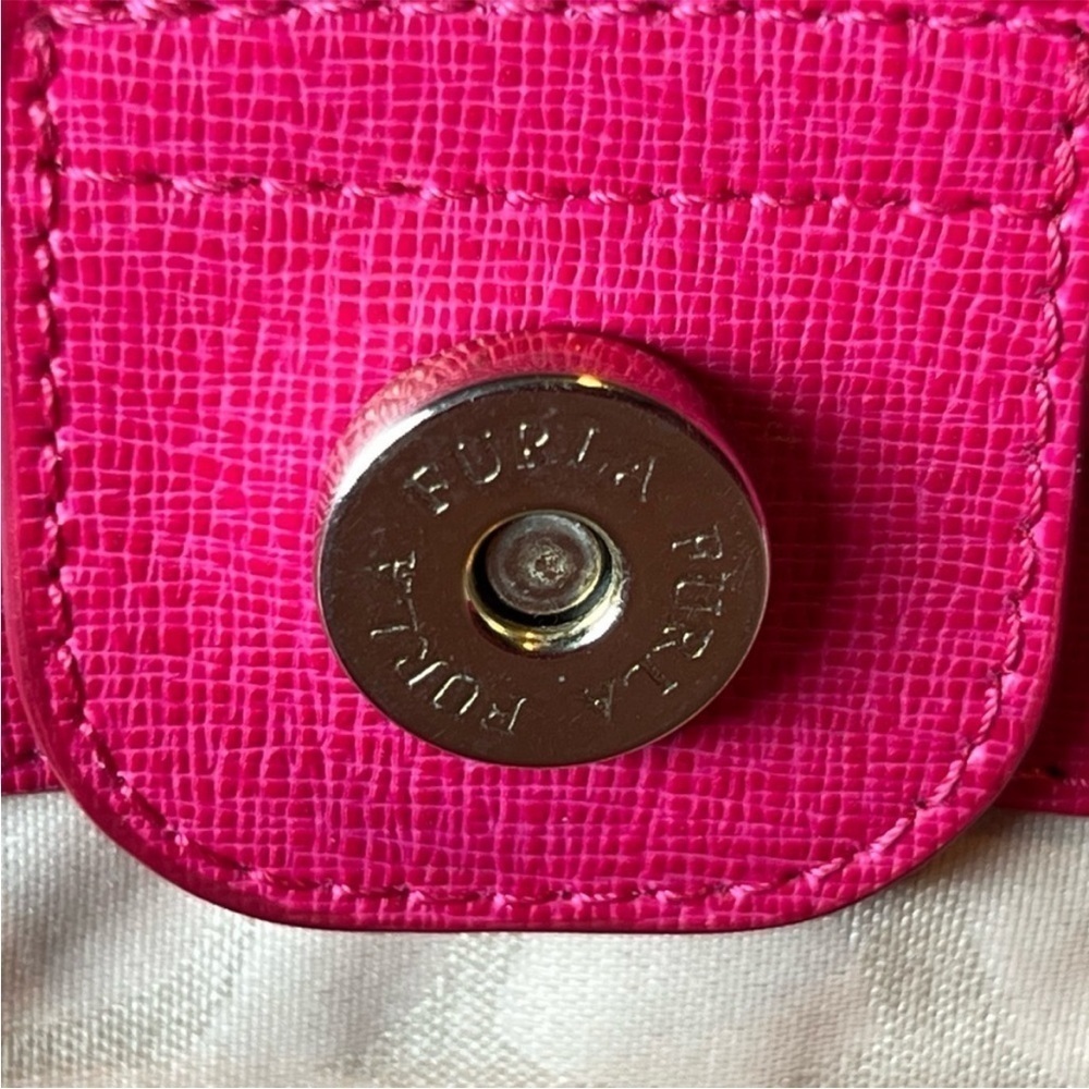 Furla Julia Tote Shoulder Bag with Matching Zip Pouch in Barbie Pink Leather EUC - Picture 15 of 16